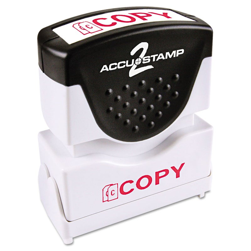 ACCUSTAMP2 035594 Pre-Inked Shutter Stamp with Microban Red Copy 1 5/8 x 1/2 - Image 1